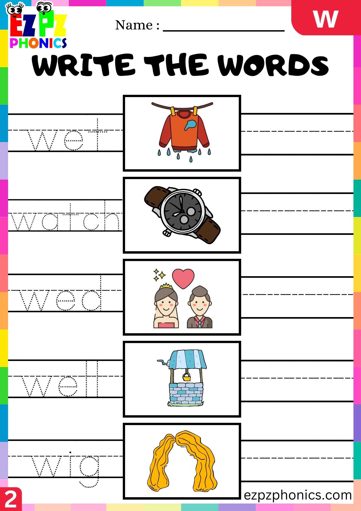 Group2 Letter W Write The Words Beginning Sounds Worksheet